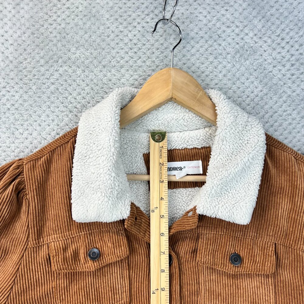 Andrea Womens Corduroy Brown Sherpa Lined Truckers Jacket Sz XL Retro Cowgirl - Picture 6 of 16